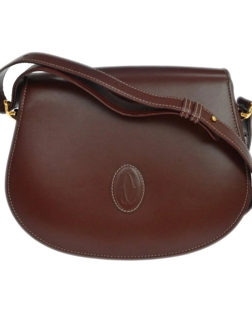 Cartier Bordeaux Leather Shoulder Bag
